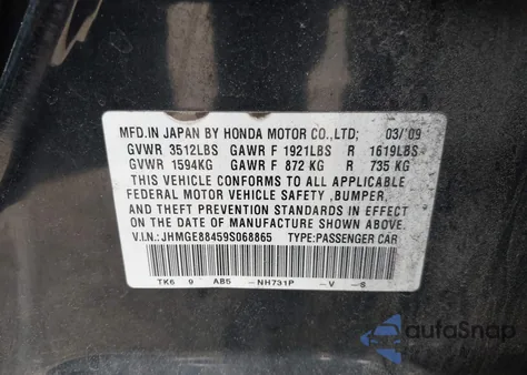 2009 Honda Fit Sport from USA, damaged, VIN JHMGE88459S068865